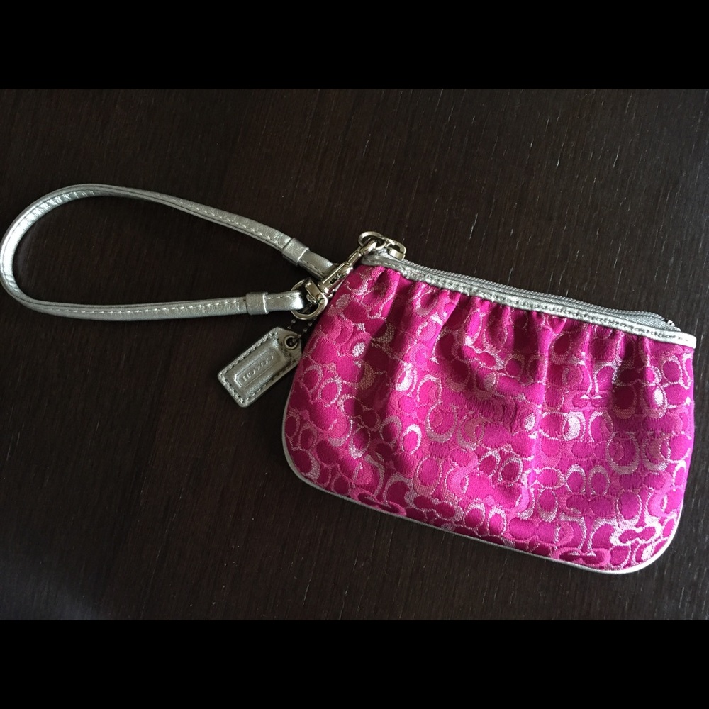 Small Signature Coach Canvas Wristlet w/ Dust Bag